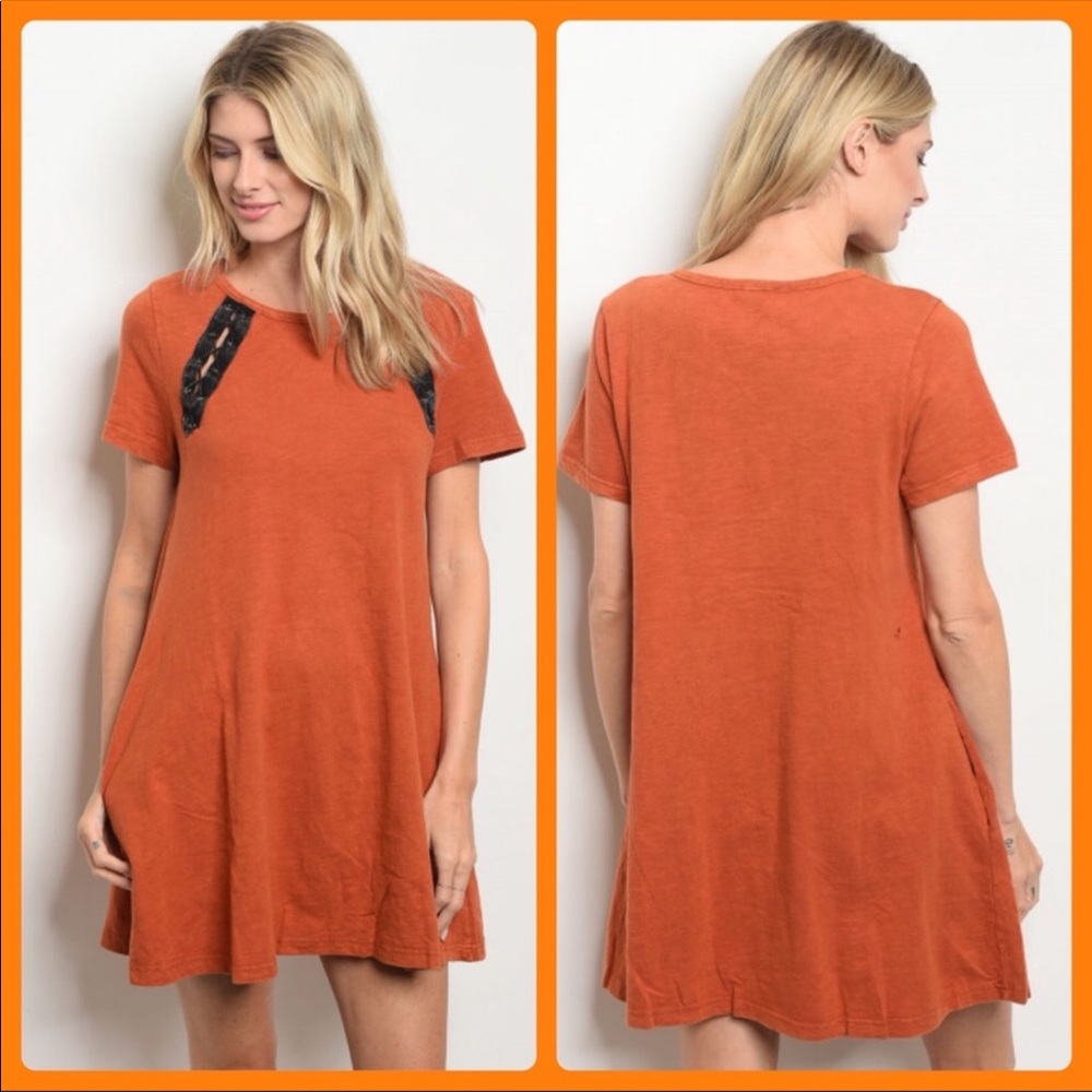 Rust orange t-shirt dress